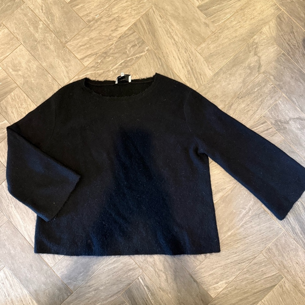 3.1 Phillip Lim Black Sweater Frayed Edges Cozy feel